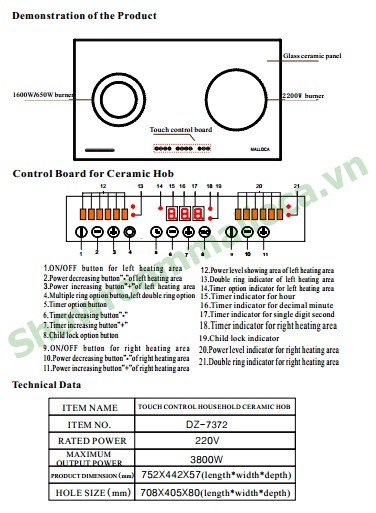 Hướng dẫn sử dụng bếp điện Malloca DZ 7372 (2)