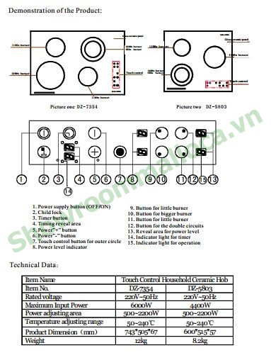 Hướng dẫn sử dụng bếp điện Malloca DZ 7354 (2)