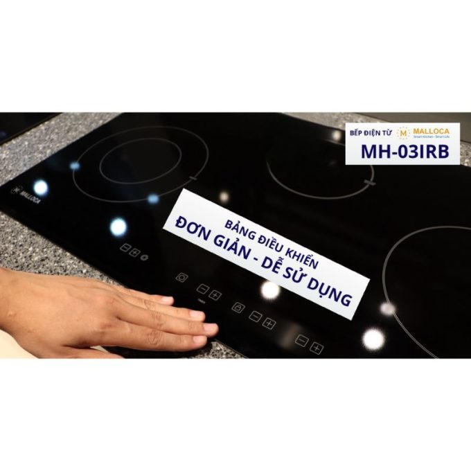 Bếp điện từ 3 vùng nấu Malloca MH-03IRB / 2 Vùng từ 1 vùng điện, kính Eurokera 5 Malloca MH-03IRB Bảng điều khiển cảm ứng