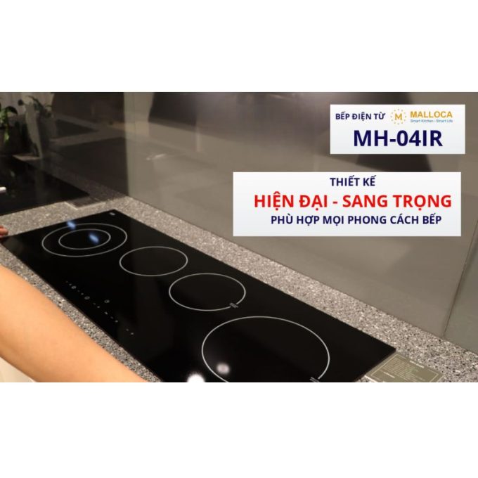 Bếp điện từ 4 vùng nấu Malloca MH-04IR / 2 Vùng từ 2 vùng điện, kính Eurokera 7 Mặt kính Eurokera thương hiệu Pháp Malloca MH-04IR