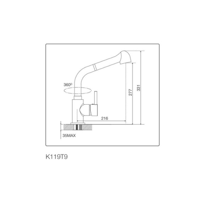 Thiết kế của Vòi rửa bát Malloca K119T9