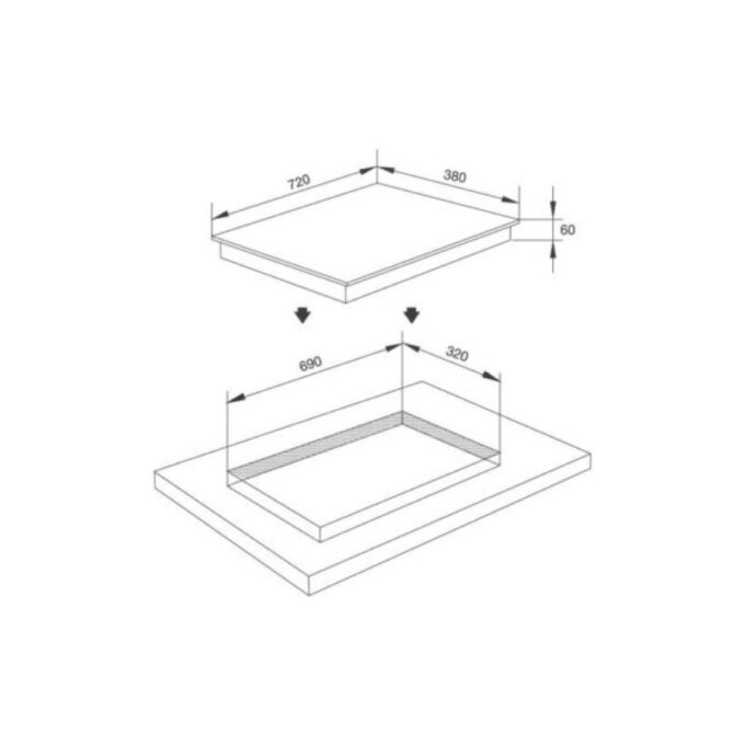 Bếp từ kết hợp hồng ngoại Malloca MH-02IR TB 3 kích thước của Bếp từ kết hợp hồng ngoại Malloca MH-02IR TB
