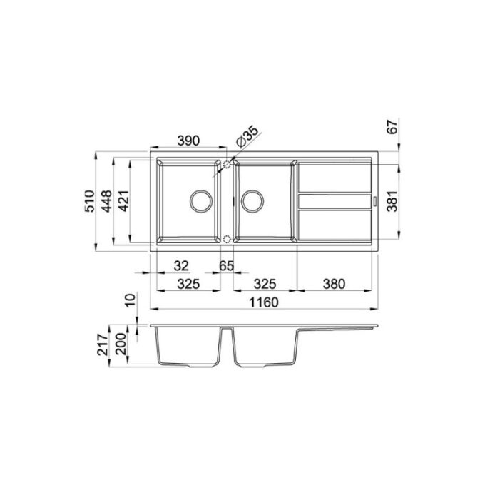 Thiết kế của Chậu rửa bát đá Titanium Malloca G-50073