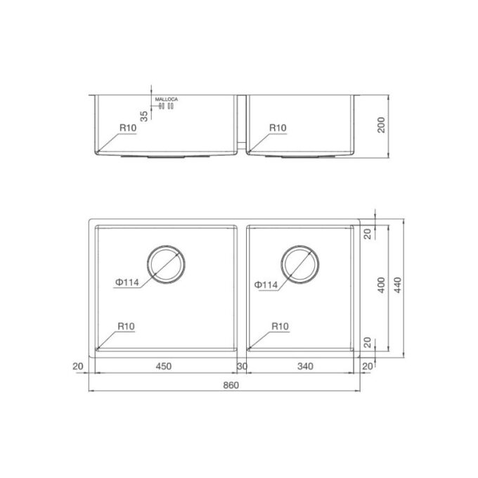 kích thước của Chậu Rửa bát Malloca MS 6065
