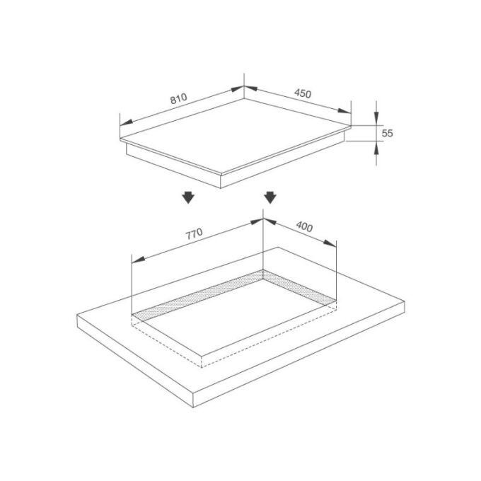 kích thước của Bếp từ kết hợp hồng ngoại Malloca MH-03IRA