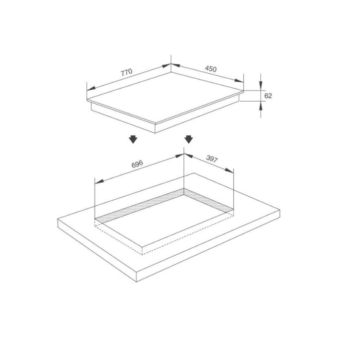 kích thước của Bếp từ kết hợp hồng ngoại Malloca MIR 772