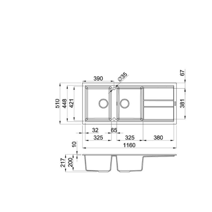 kích thước của Chậu rửa bát Malloca BIANCO G-50062