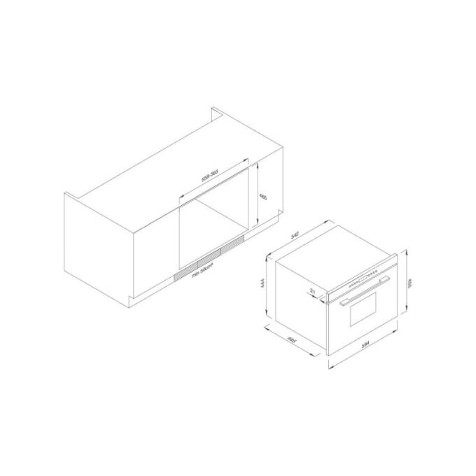 kích thước của Lò hấp Malloca MST35-IX03 (Kính trắng)