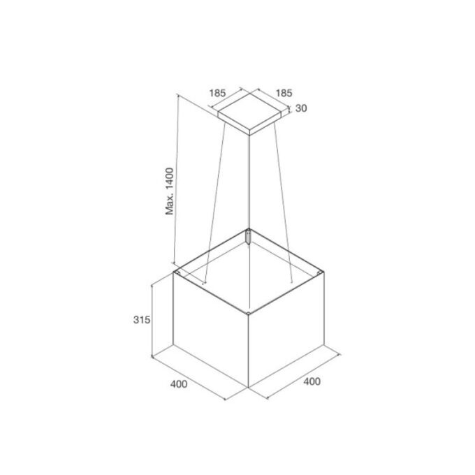 kích thước của Máy hút mùi Malloca CONCRETE K-400