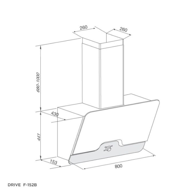 kích thước của Máy hút mùi Malloca DRIVE F-152B