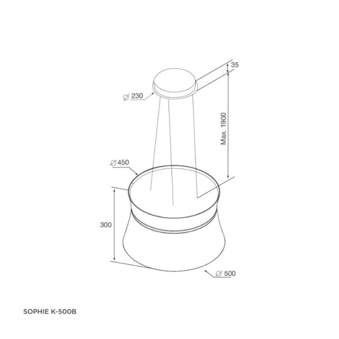 kích thước của Máy hút mùi Malloca SOPHIE K-500B