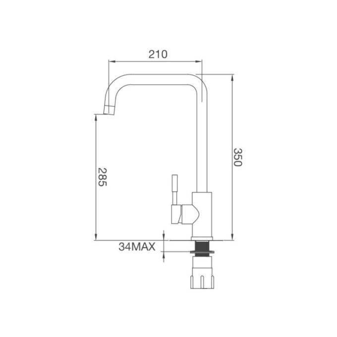 kích thước của Vòi rửa bát Malloca K559-SN