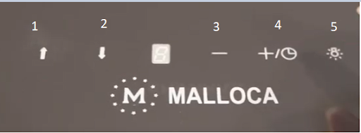 Bảng điểu khiển máy hút mùi âm bàn Malloca K-3410DR