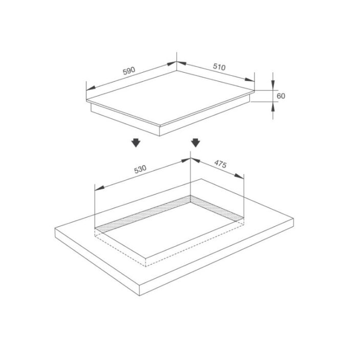 kích thước của Bếp 3 từ Malloca MH-03I N
