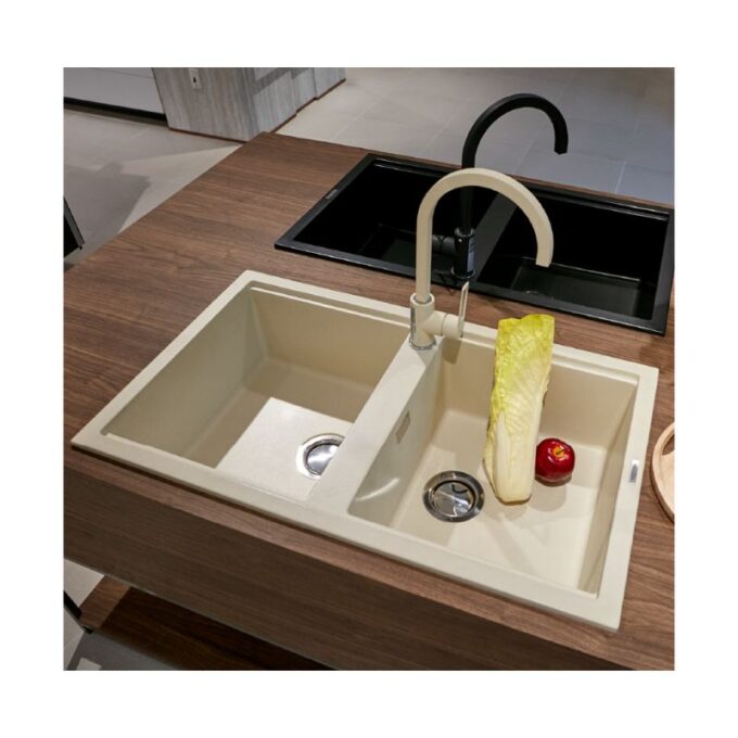 Chậu rửa bát đá 2 hố Malloca BIANCO K-45062 3 Chậu rửa bát Malloca BIANCO K-45062