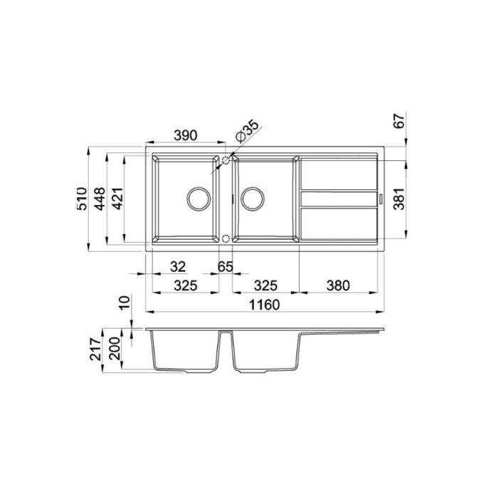 kích thước của Chậu rửa bát Malloca BIANCO K-50062