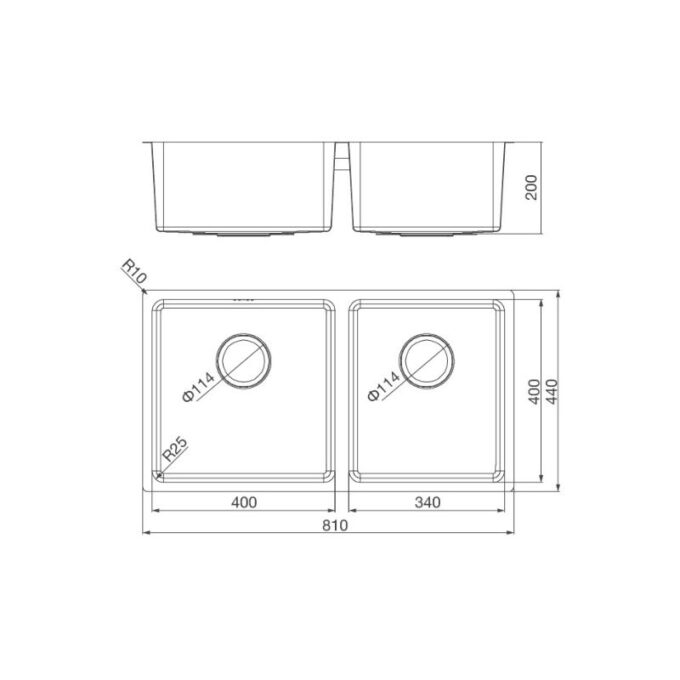 kích thước của Chậu rửa bát Malloca MS 6081