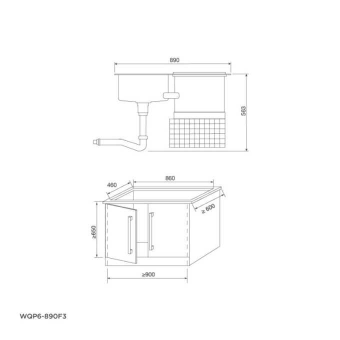 thông số kỹ thuật của Máy rửa bát Malloca WQP6-890F3
