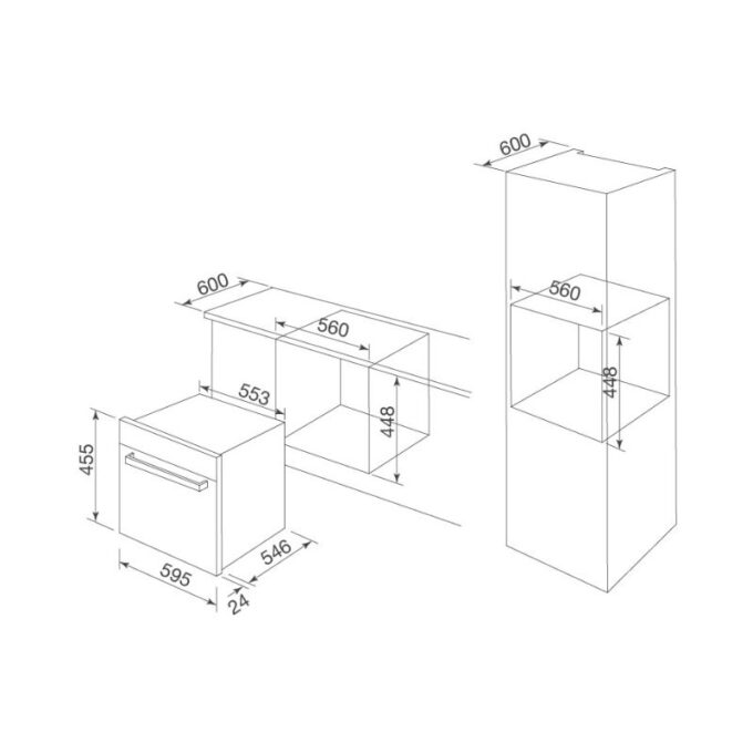 kích thước của Lò nướng âm tủ Malloca MOV-40CP