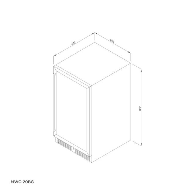kích thước của Tủ bảo quản rượu vang âm tủ/độc lập Malloca MWC-20BG