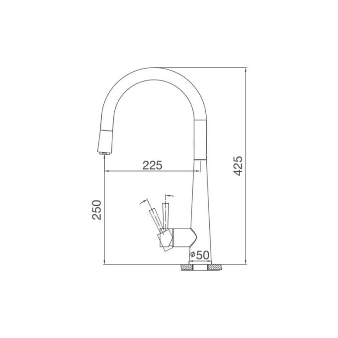 Kích thước vòi rửa bát Malloca K095-SS