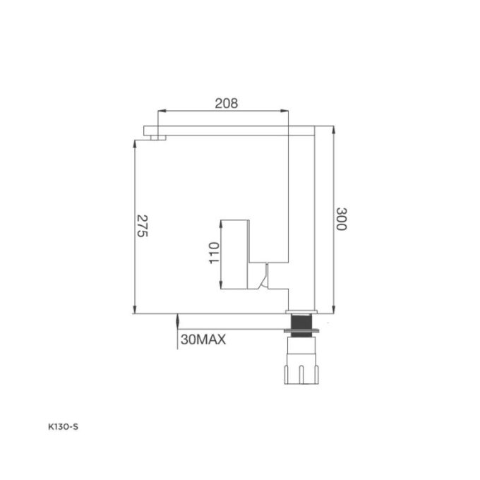Kích thước vòi rửa bát Malloca K130-S