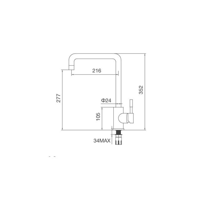 Kích thước vòi rửa bát Malloca K559-S