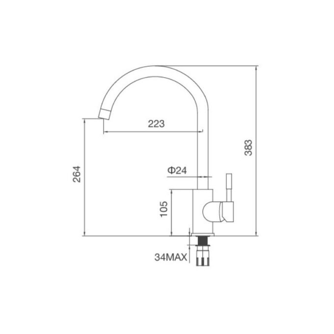 Kích thước vòi rửa bát Malloca K569-S