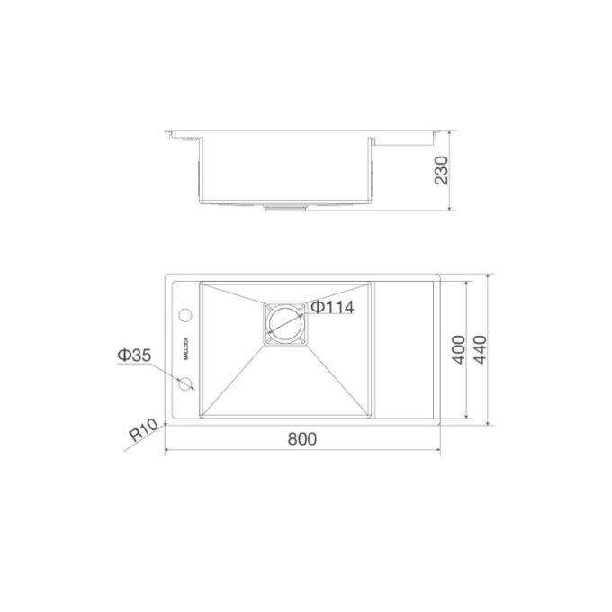 Kích thước của Chậu rửa bát Malloca MS 6303 WST