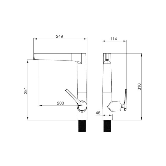 Khích thước Vòi rửa chén Malloca K295BS