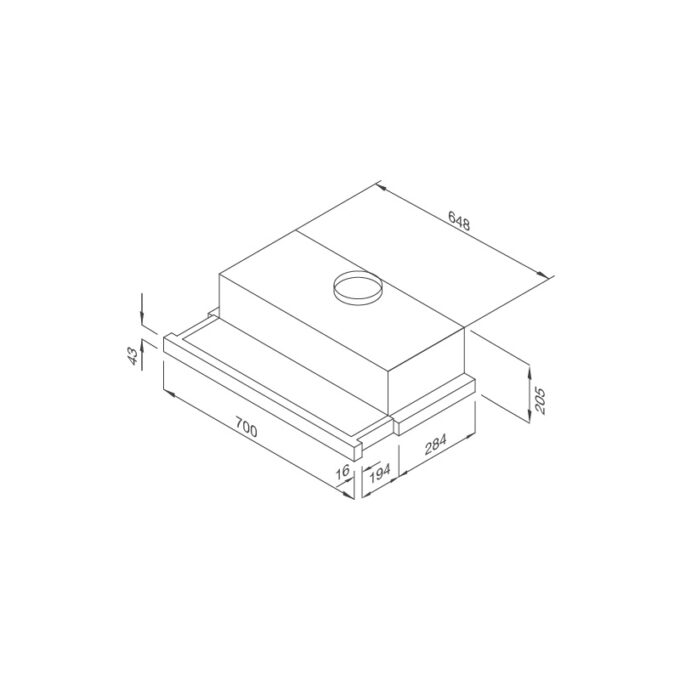Kích thước Máy hút khói khử mùi âm tủ MH 70SMC