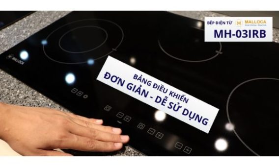 Bếp điện từ 3 vùng nấu Malloca MH-03IRB / 2 Vùng từ 1 vùng điện, kính Eurokera 16 Bảng điều khiển cảm ứng