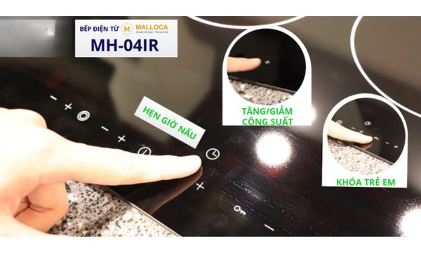 Bếp điện từ 4 vùng nấu Malloca MH-04IR / 2 Vùng từ 2 vùng điện, kính Eurokera 12 Bảng điều khiển cực đơn giản, dễ sử dụng