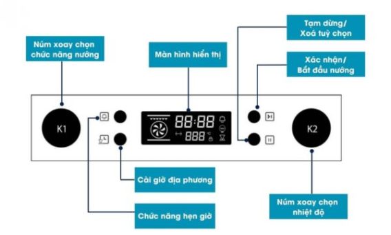 Lò nướng âm tủ Malloca MOV 65DA ( Kính đen ) 10 MOV-65DA kính đen - điều khiển điện tử dễ sử dụng