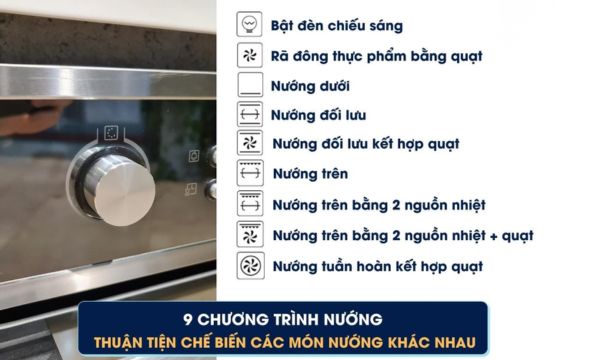 Lò nướng âm tủ Malloca MOV 65DA ( Kính đen ) 11 MOV-65DA kính đen - nhiều chức năng thông minh