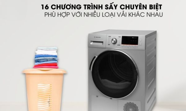 Máy sấy quần áo Malloca MTD-010SIL 14 MTD-010SIL 16 chương trình sấy