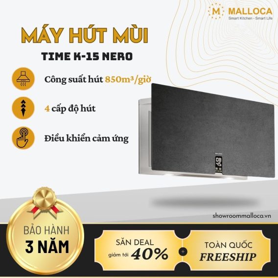 Máy hút mùi áp tường Malloca TIME K-15 NERO