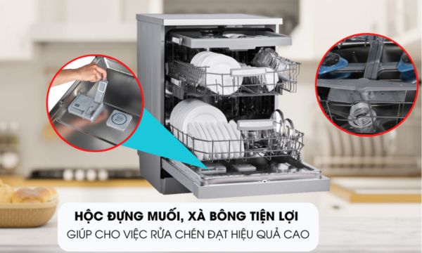Máy rửa bát Malloca MDW14-S10TFT 15 MDW14-S10TFT Hộc đựng muối, xà bông tiện lợi