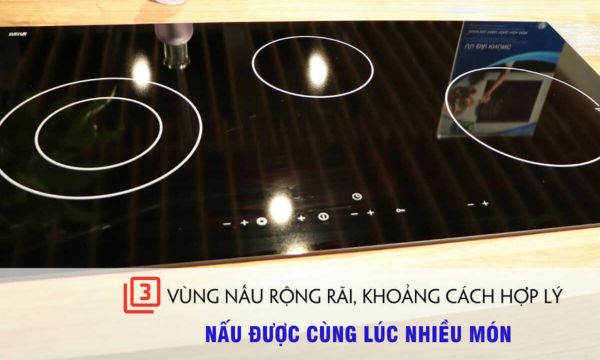 MH-03IRA thiết kế 3 vùng nấu rộng rãi